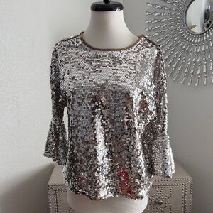 Bold Elements Silver Sequin Women's Top XS